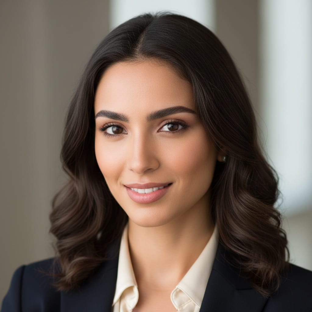 slim middle_eastern woman close up trustworthy expression 88862241