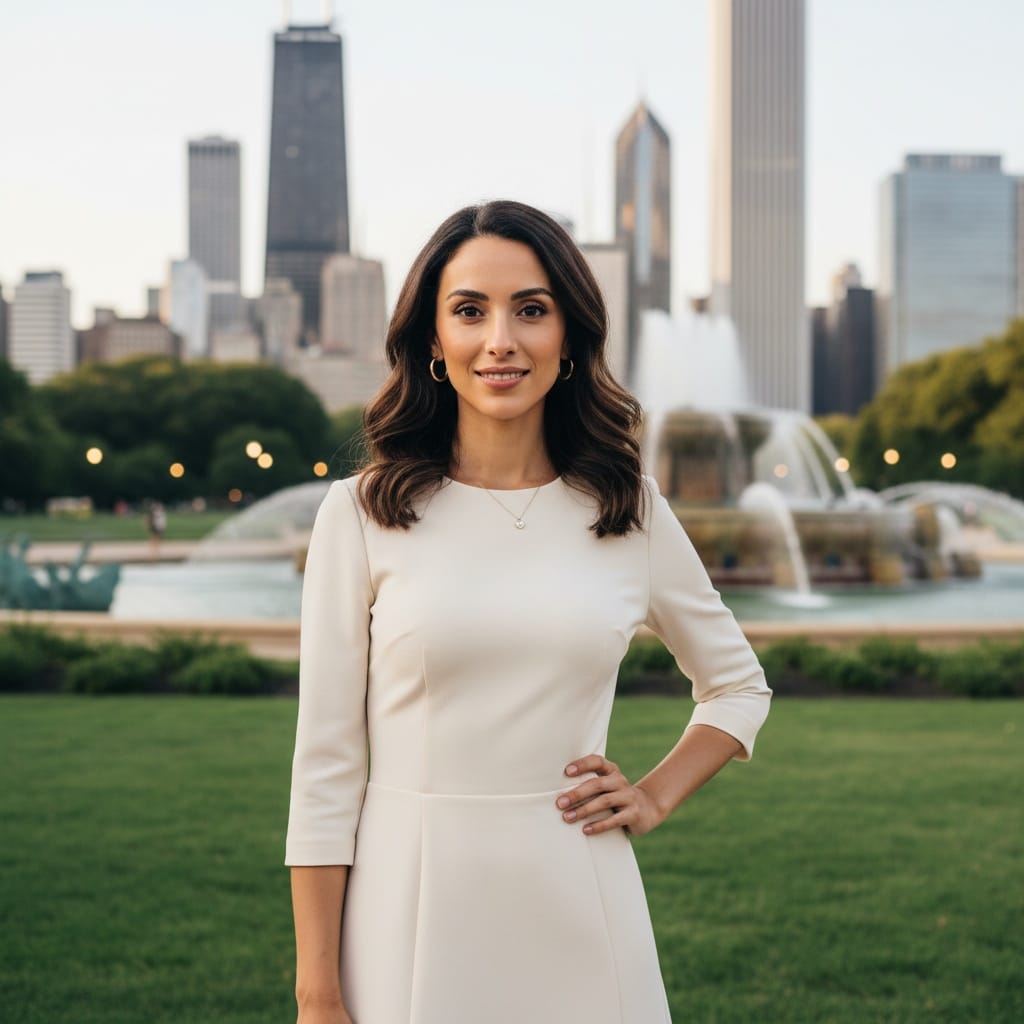 slim middle_eastern woman grant park buckingham fountain 34317425