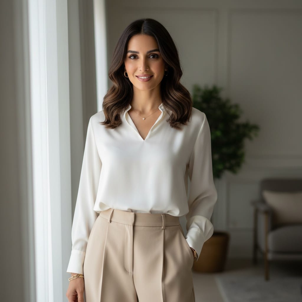 slim middle_eastern woman natural light window portrait 88877675