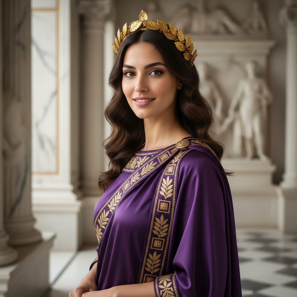slim middle_eastern woman roman emperor laurel crown 31450451