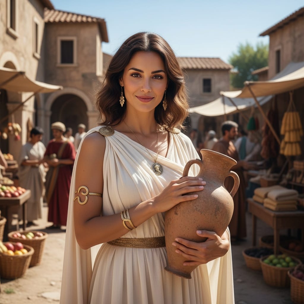 slim middle_eastern woman roman marketplace daily life 85189985