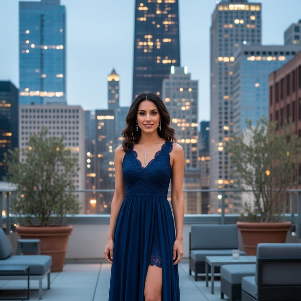 slim middle_eastern woman rooftop terrace skyline close 93816658