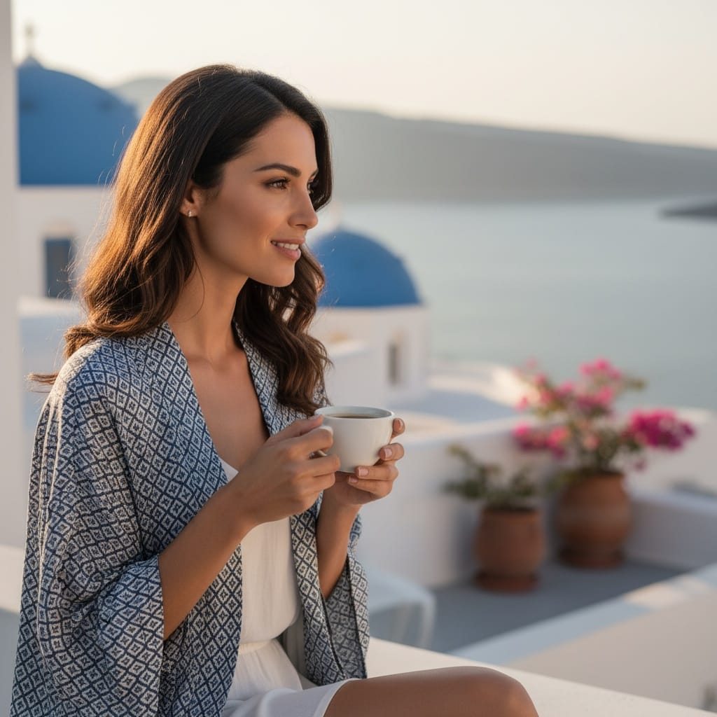slim middle_eastern woman traditional balcony morning 30426147