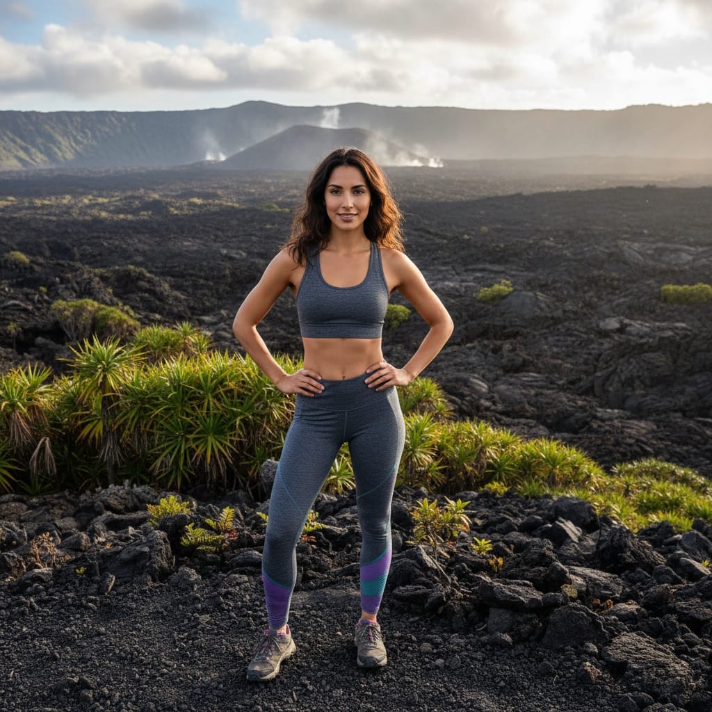 slim middle_eastern woman volcanic landscape adventure 20155599